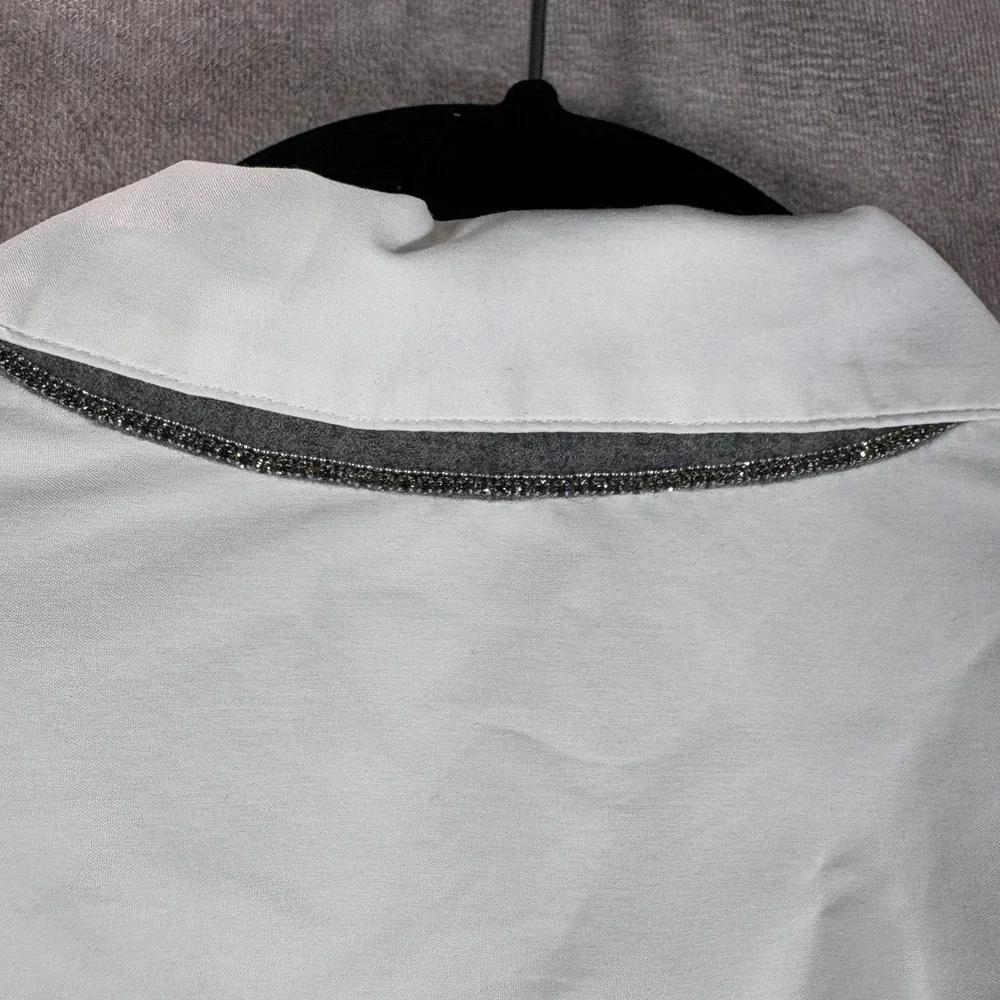 Lafayette 148 Button Down Shirt Womens‎ Small White Beaded Trim Long Sleeve Top - Picture 5 of 10